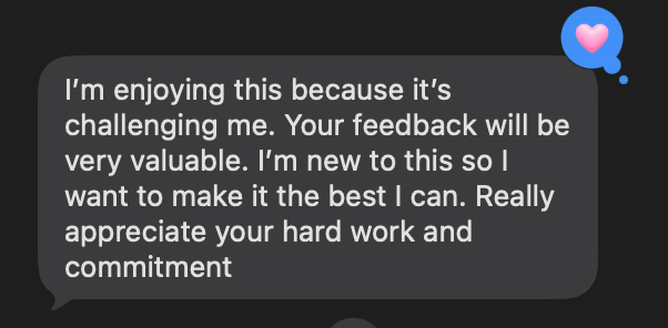 Client message: enjoying it because it is challenging them