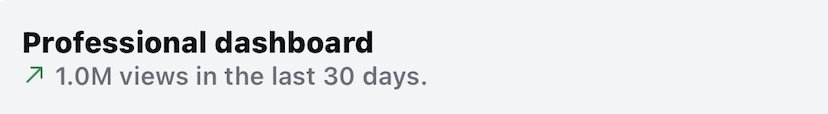 Professional dashboard: 1.0M views in the last 30 days